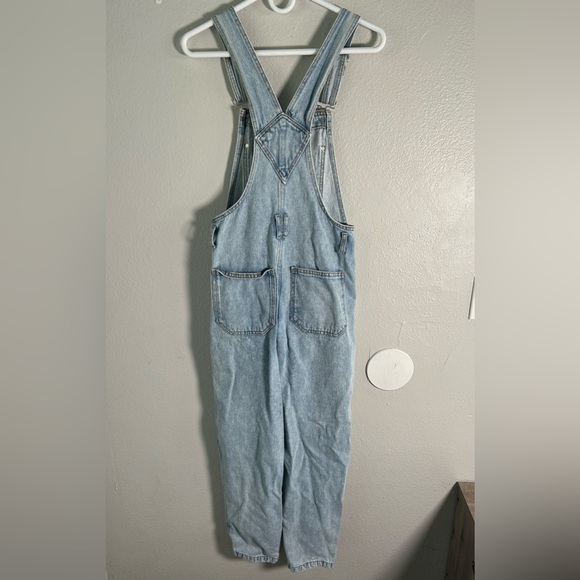 Women’s Pull & Bear Denim Overalls Dungarees Light Blue 100% Cotton Sz Small - Picture 5 of 7